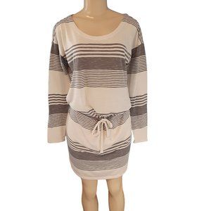 Gap Long Sleeve Draw String Waist oat stripe dress